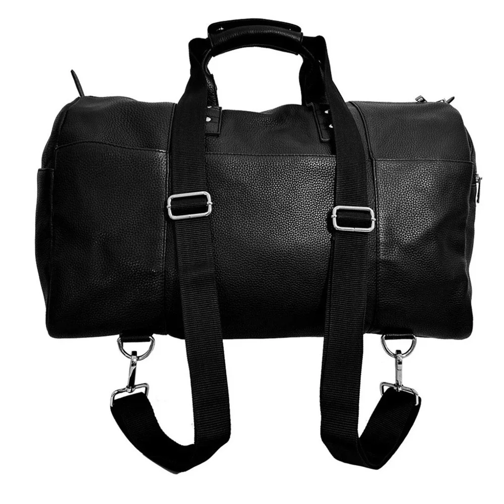 Kreya Archer Convertible Bag Black Pebbled Leather Duffel Backpack 3-in-1 Travel